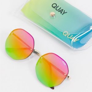 Quay Australia Atomic hexagonal sunglasses with rainbow lens
